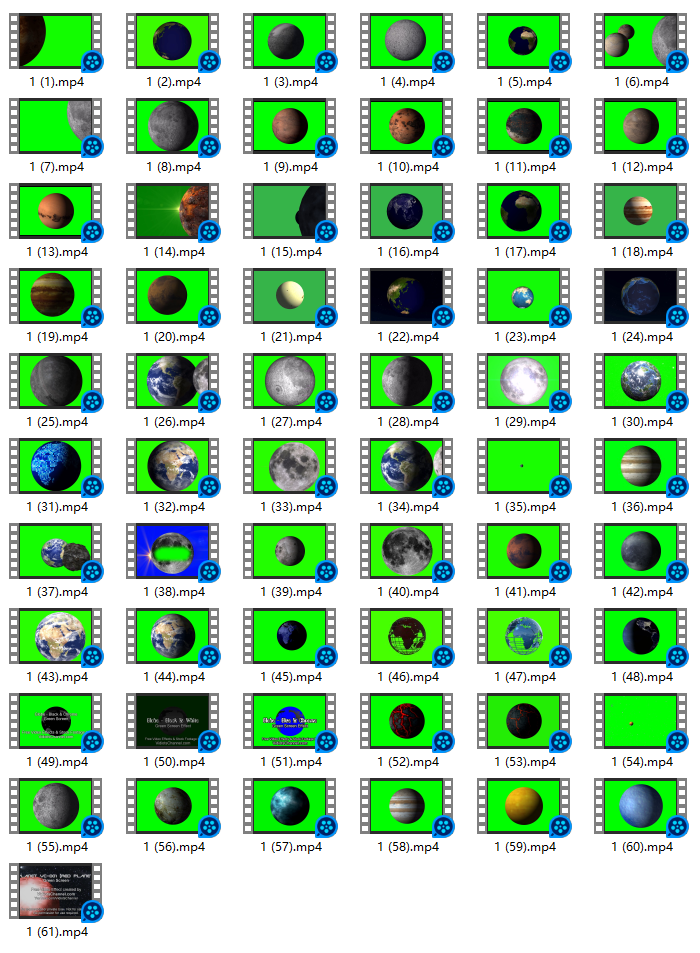 61个太空星球抠像绿幕视频素材大全