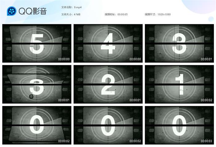 老电影胶片风格倒计时视频特效素材