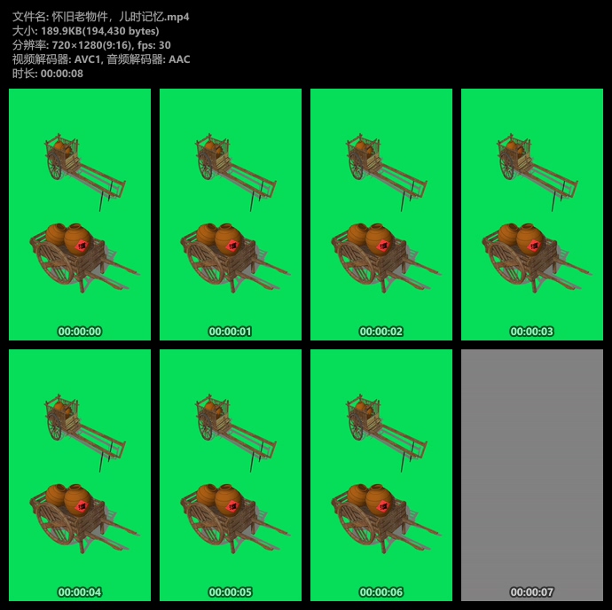 手推车怀旧老物件绿幕视频素材