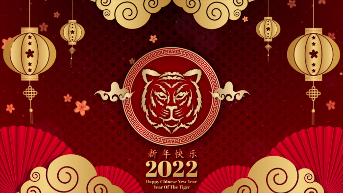 2022虎年大吉新年快乐动画片头片尾视频素材