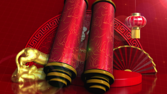 三维卷轴2022新年片头虎年春节祝福视频素材