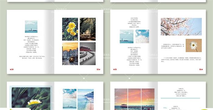 创意简约日系小清新文艺画册写真相册PSD模版杂志版面PS设计素材